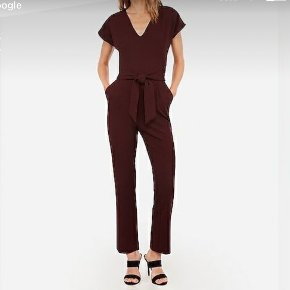 Express Burgundy Jumpsuit with pockets